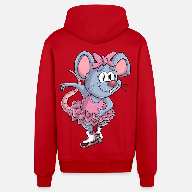 Schlittschuh Maus / Eiskunstlauf Mäuschen - Organic Relaxed Kapuzenjacke Made in EU - Rot