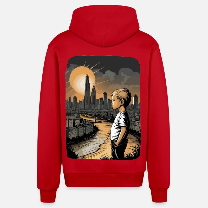 Patrie de l’enfance - Veste à capuche bio décontractée fabriquée en UE - rouge