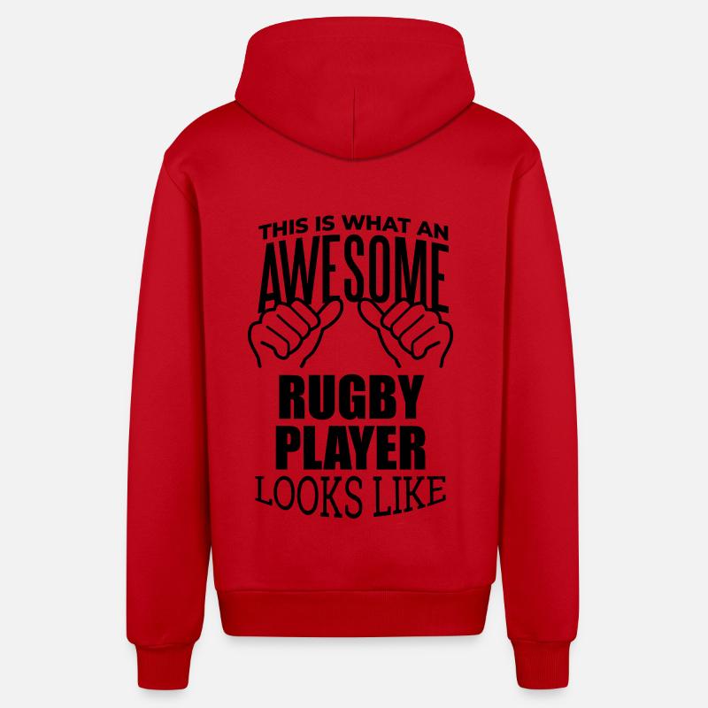 Rugby - Organic Relaxed Hooded Jacket Made in EU - red