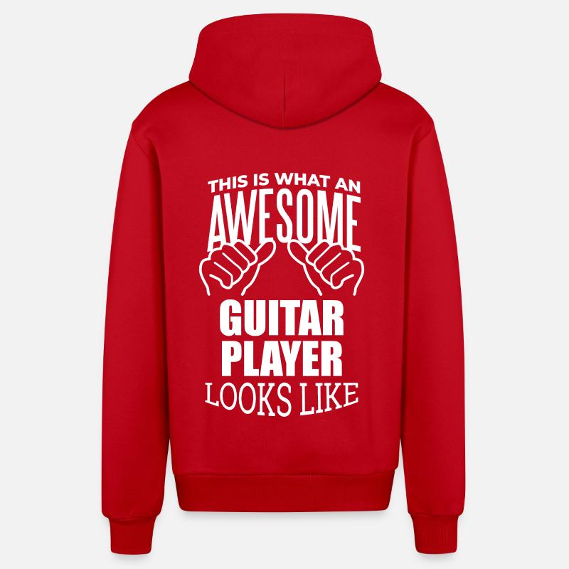 guitariste - Veste à capuche bio décontractée fabriquée en UE - rouge