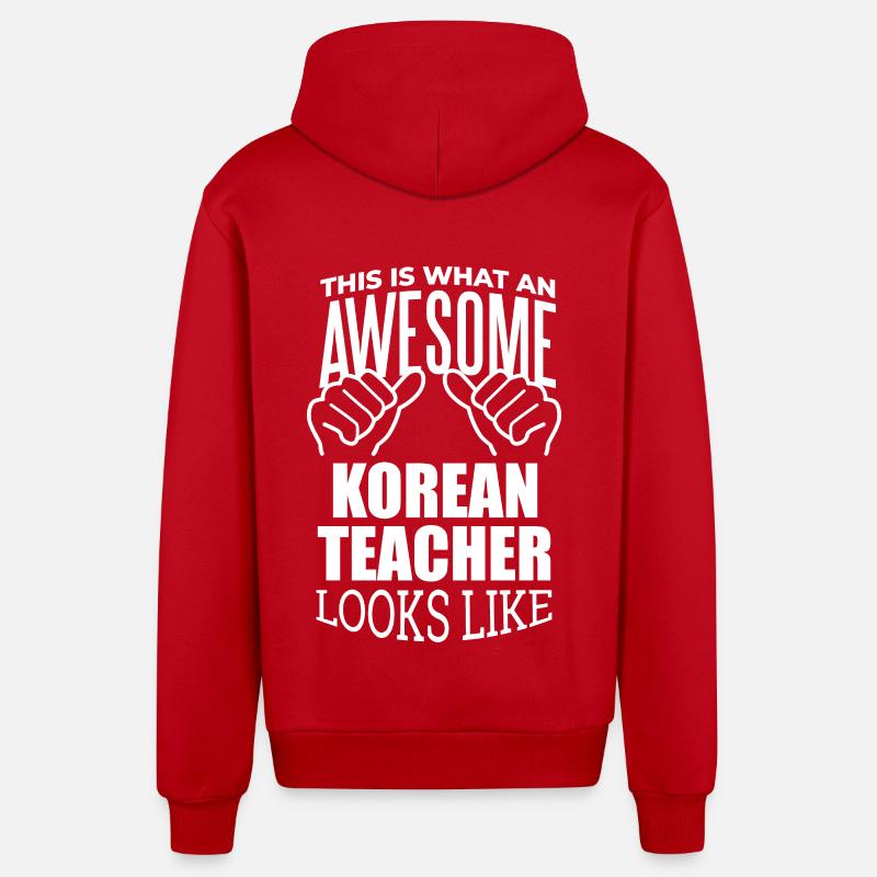 Coréen - Veste à capuche bio décontractée fabriquée en UE - rouge