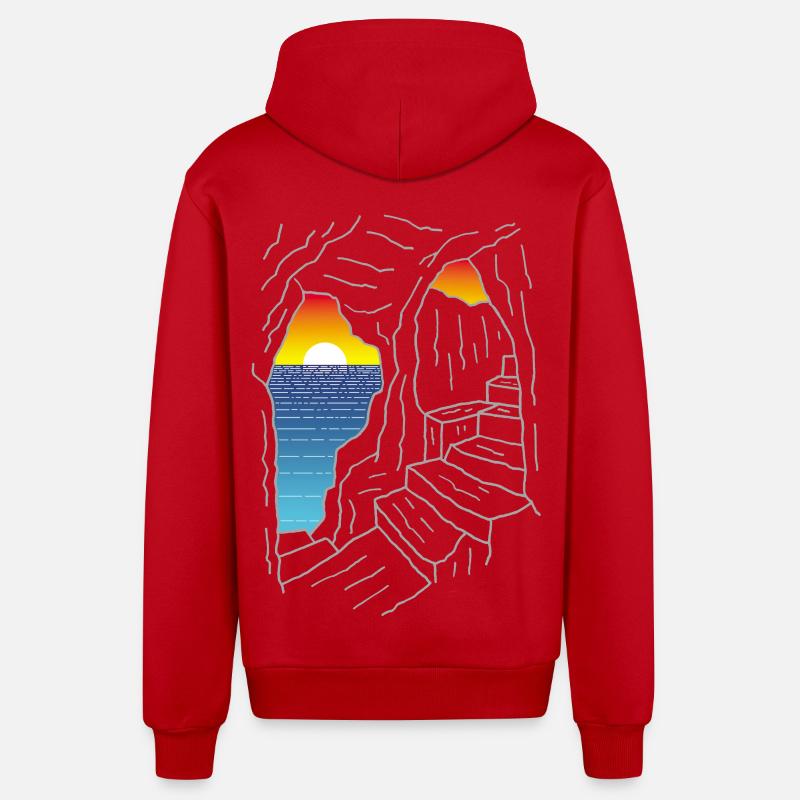 Escalier pour le paradis - Veste à capuche bio décontractée fabriquée en UE - rouge