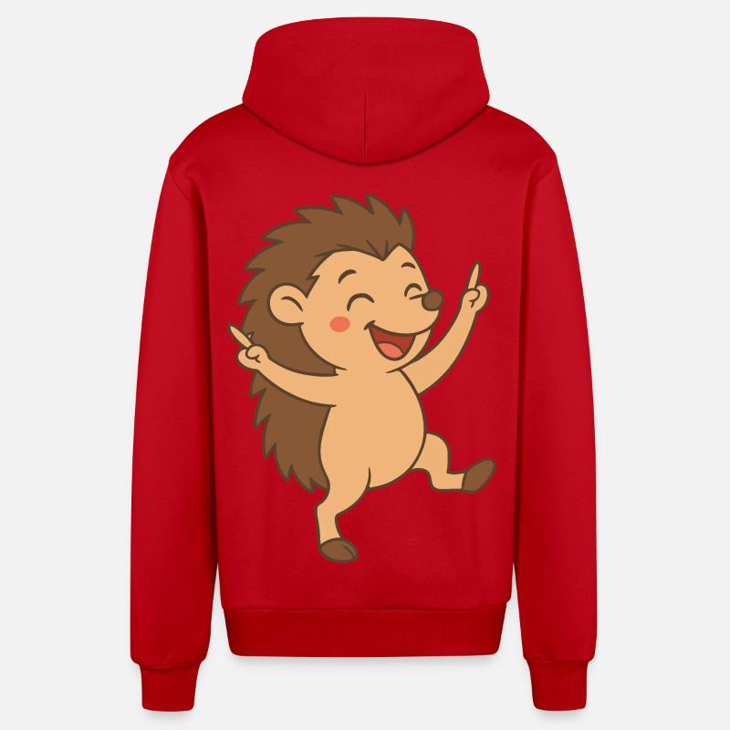 Bébé hérisson dansant petit ami - Veste à capuche bio décontractée fabriquée en UE - rouge