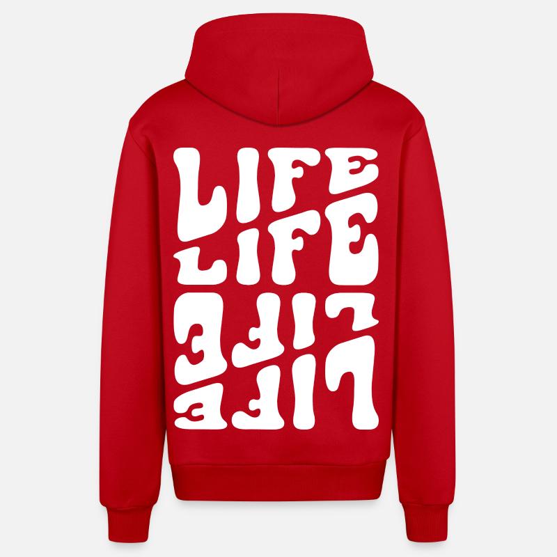 Life like Letters Psychedelic - Organic Relaxed Kapuzenjacke Made in EU - Rot