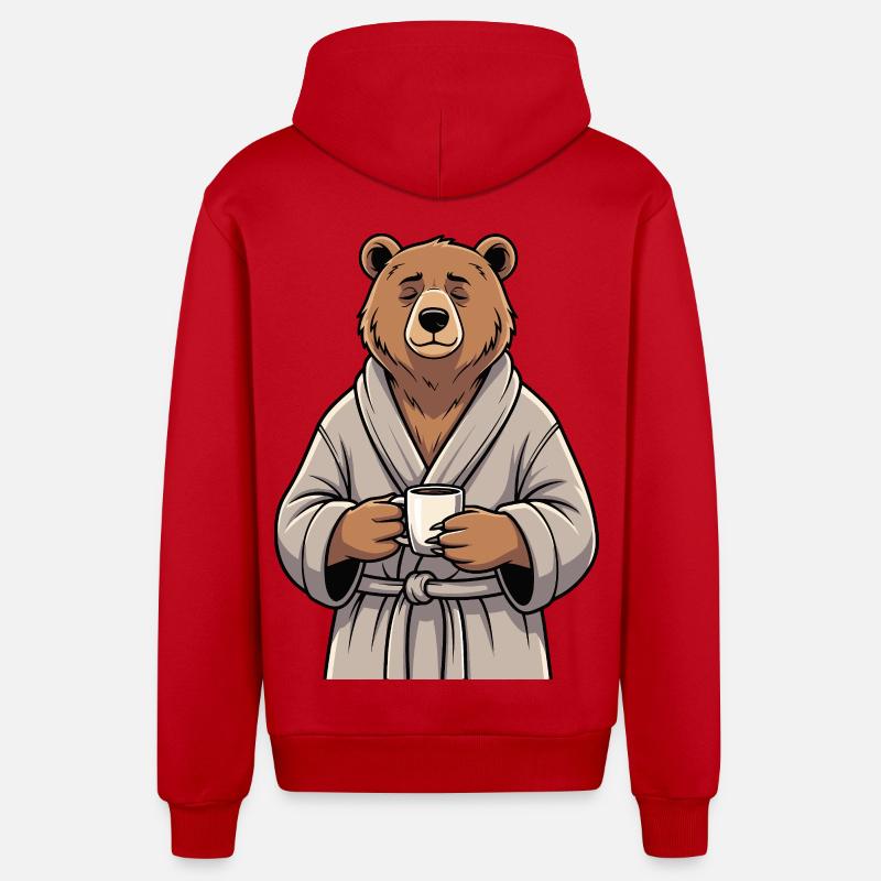 Supporte le café - Veste à capuche bio décontractée fabriquée en UE - rouge