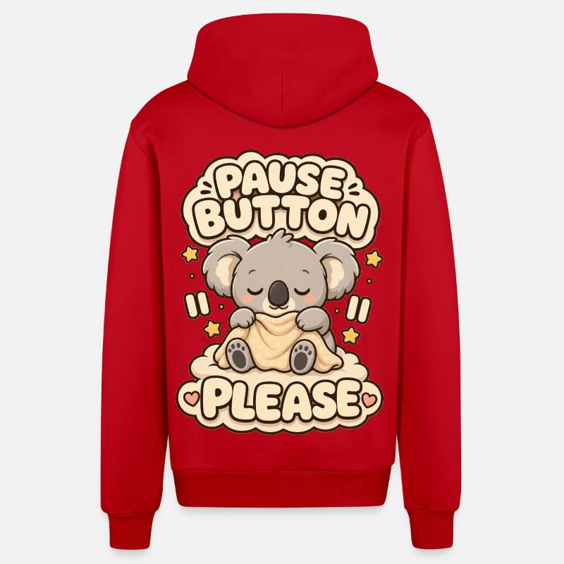 Pause Button Please Koala - Organic Relaxed Kapuzenjacke Made in EU - Rot