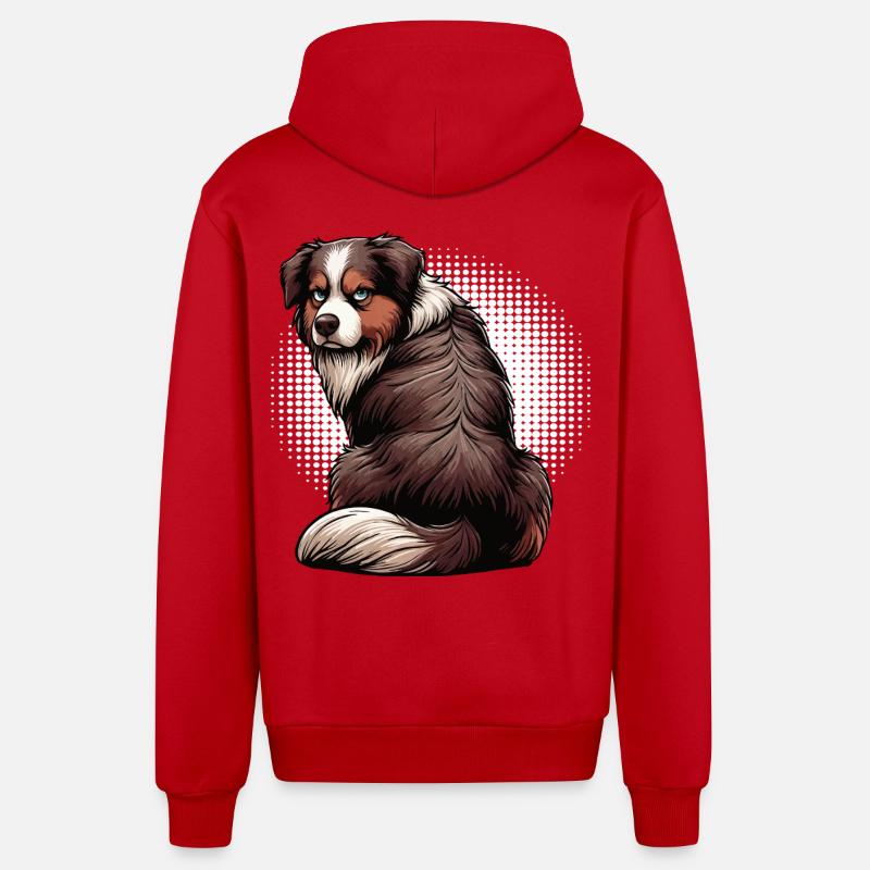 Berger australien Aussie Aussie Propriétaires Aussies - Veste à capuche bio décontractée fabriquée en UE - rouge