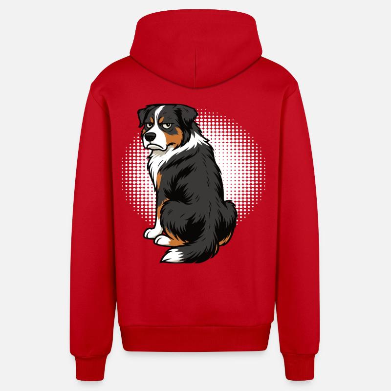 Berger australien Aussie Aussie Propriétaires Aussies - Veste à capuche bio décontractée fabriquée en UE - rouge
