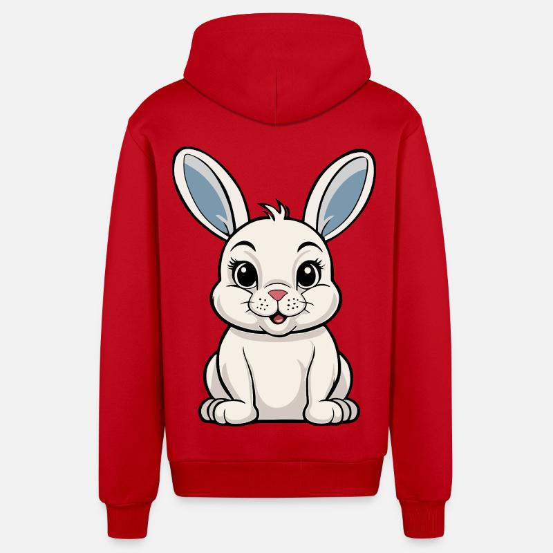 Lapin blanc - Veste à capuche bio décontractée fabriquée en UE - rouge