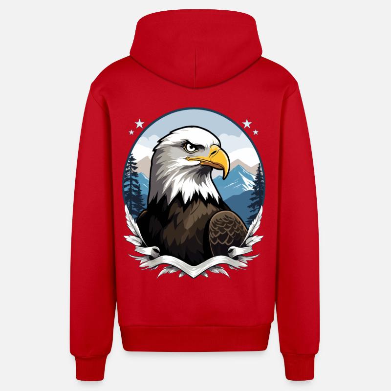 Pygargue à tête blanche - Veste à capuche bio décontractée fabriquée en UE - rouge