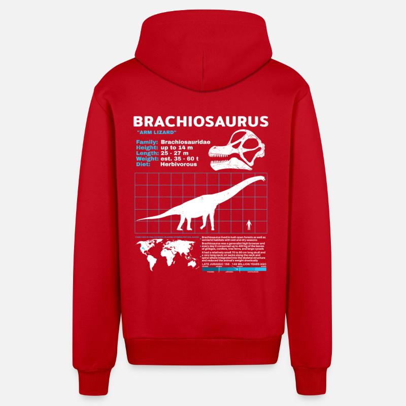 Brachiosaurus Datasheet - Organic Relaxed Hooded Jacket Made in EU - red