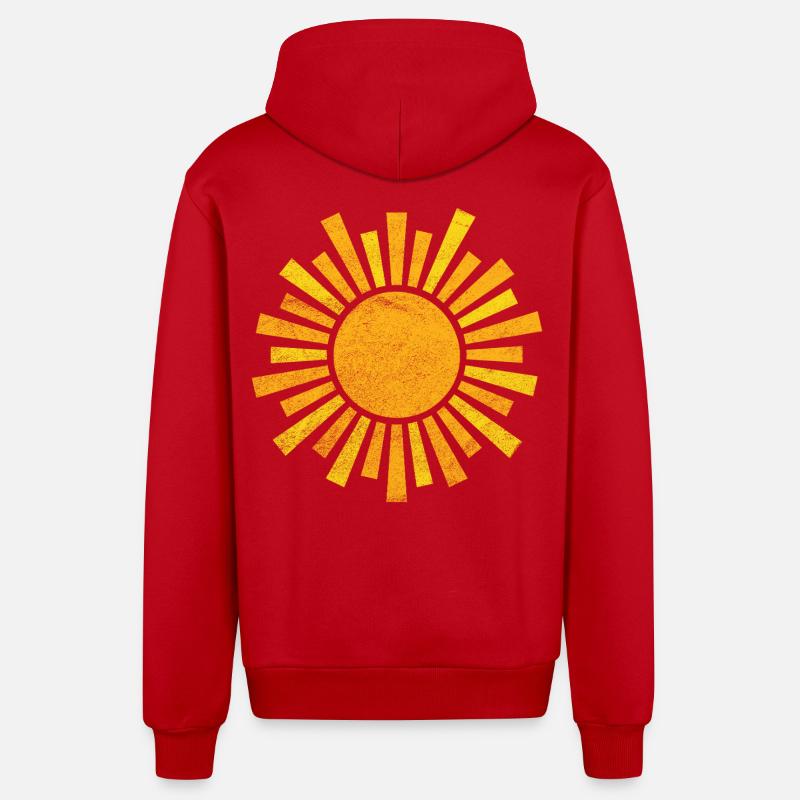 Soleil - Veste à capuche bio décontractée fabriquée en UE - rouge