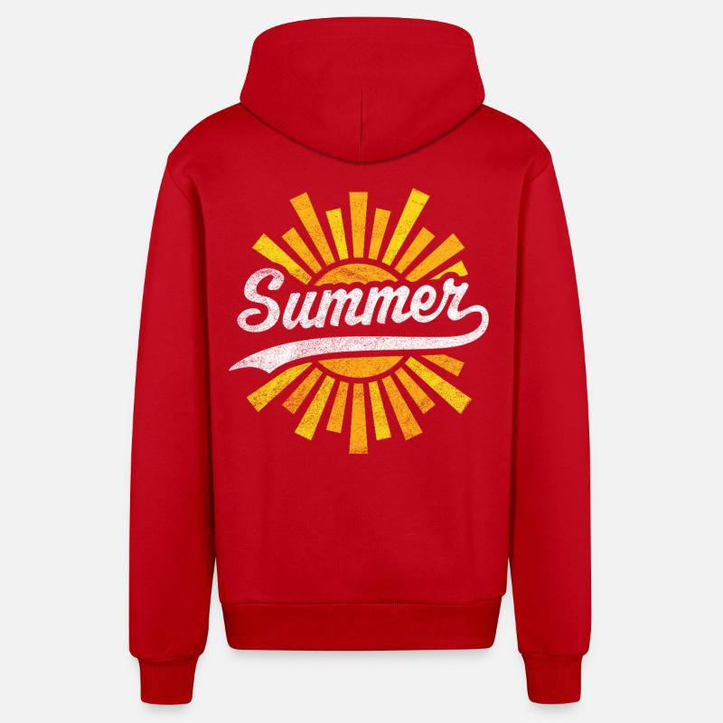 Soleil d’été - Veste à capuche bio décontractée fabriquée en UE - rouge