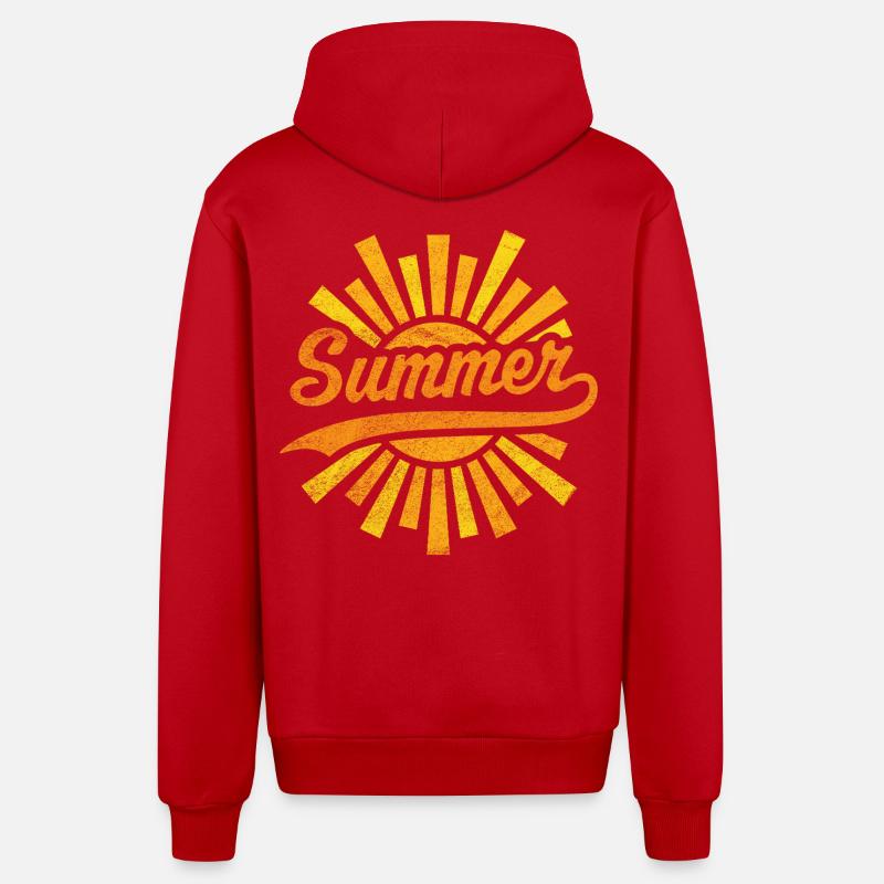 Soleil d’été - Veste à capuche bio décontractée fabriquée en UE - rouge