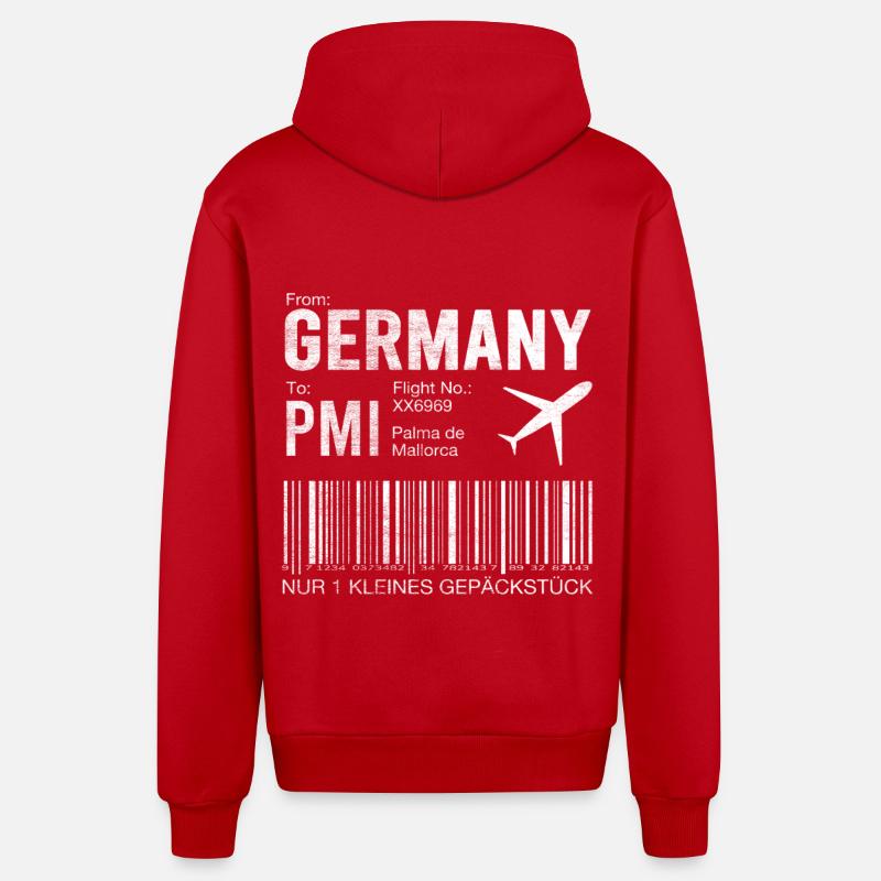 Flight ticket Palma - Organic Relaxed Hooded Jacket Made in EU - red