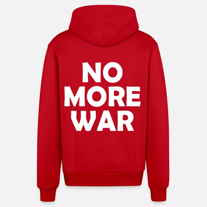 No more war - Veste à capuche bio décontractée fabriquée en UE - rouge