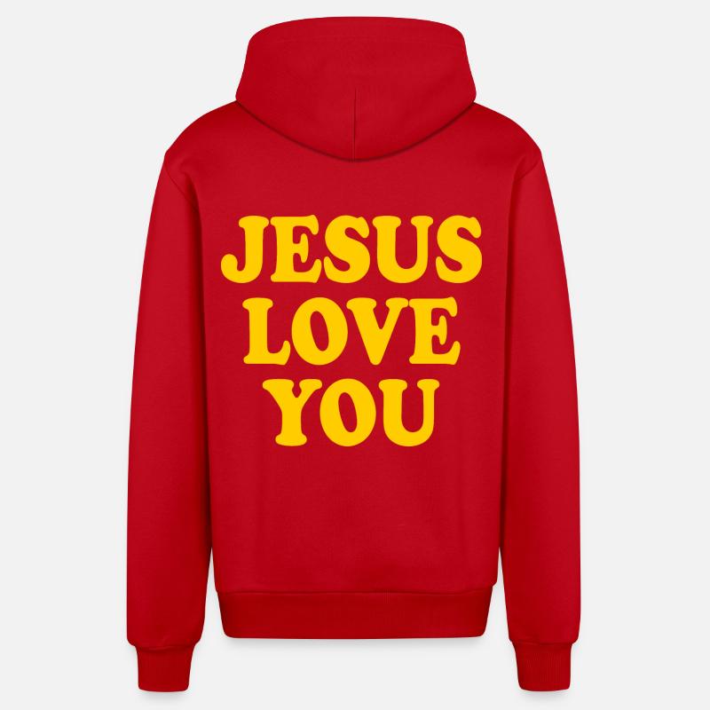 Jesus love you - Veste à capuche bio décontractée fabriquée en UE - rouge