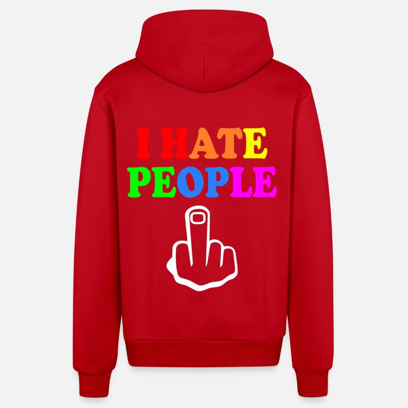 I hate people - Veste à capuche bio décontractée fabriquée en UE - rouge