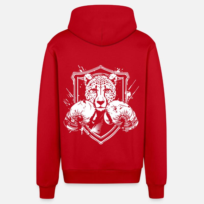 Cheetah Boxer Boxe MMA - Veste à capuche bio décontractée fabriquée en UE - rouge