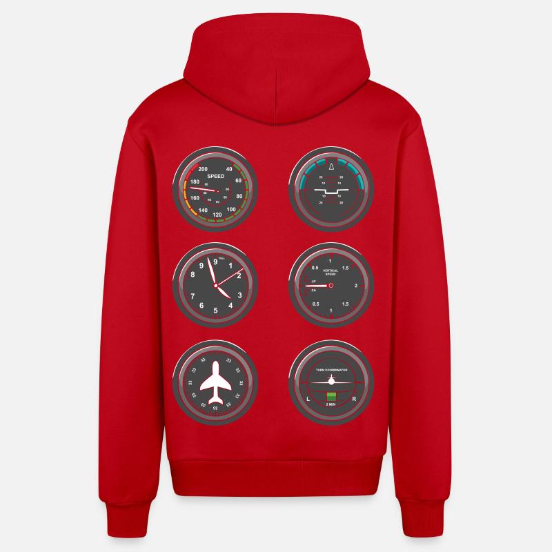 Instruments de vol d’avion - Veste à capuche bio décontractée fabriquée en UE - rouge