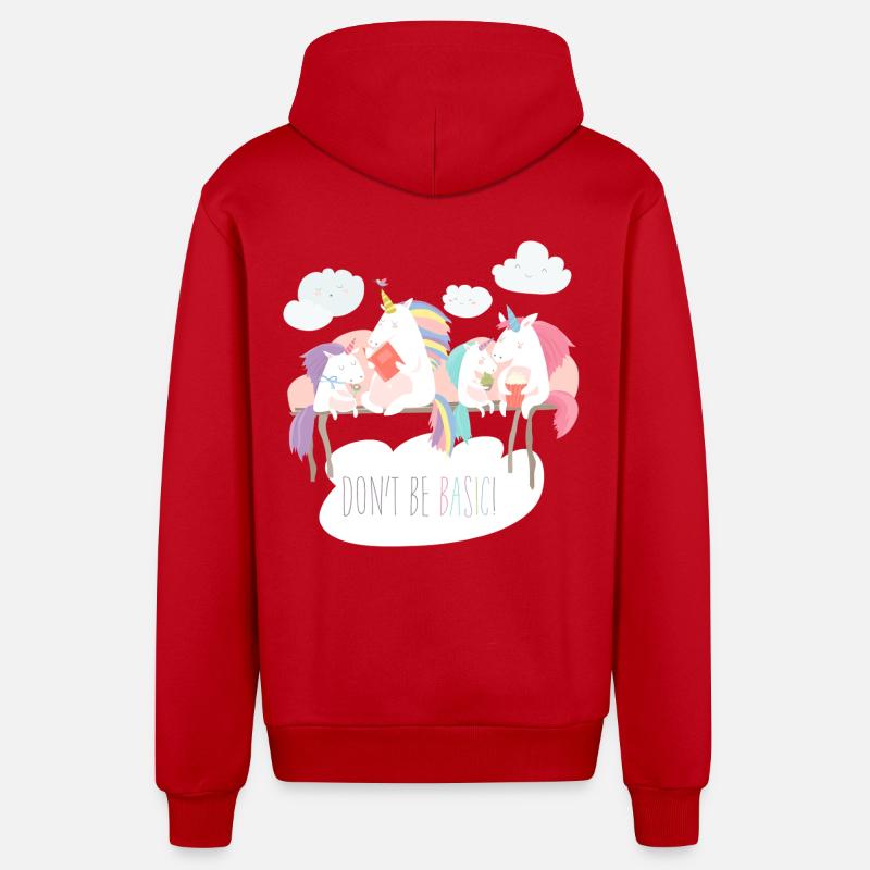 Einhorn don't be basic statement - Organic Relaxed Kapuzenjacke Made in EU - Rot