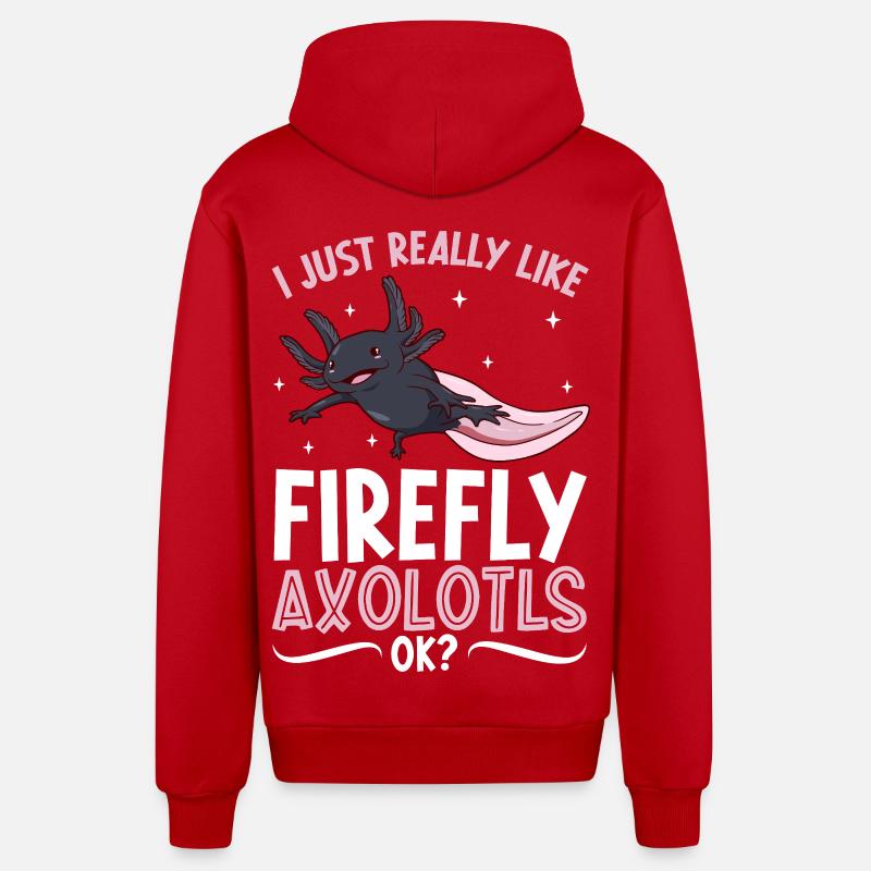 J’adore mon Luciole Axolotl - Veste à capuche bio décontractée fabriquée en UE - rouge