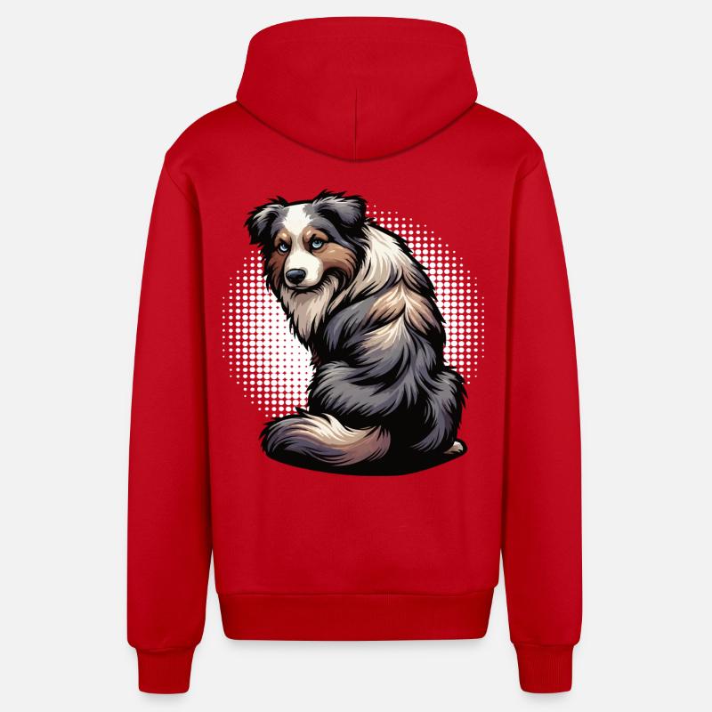 Berger australien Aussie Aussie Propriétaires Aussies - Veste à capuche bio décontractée fabriquée en UE - rouge