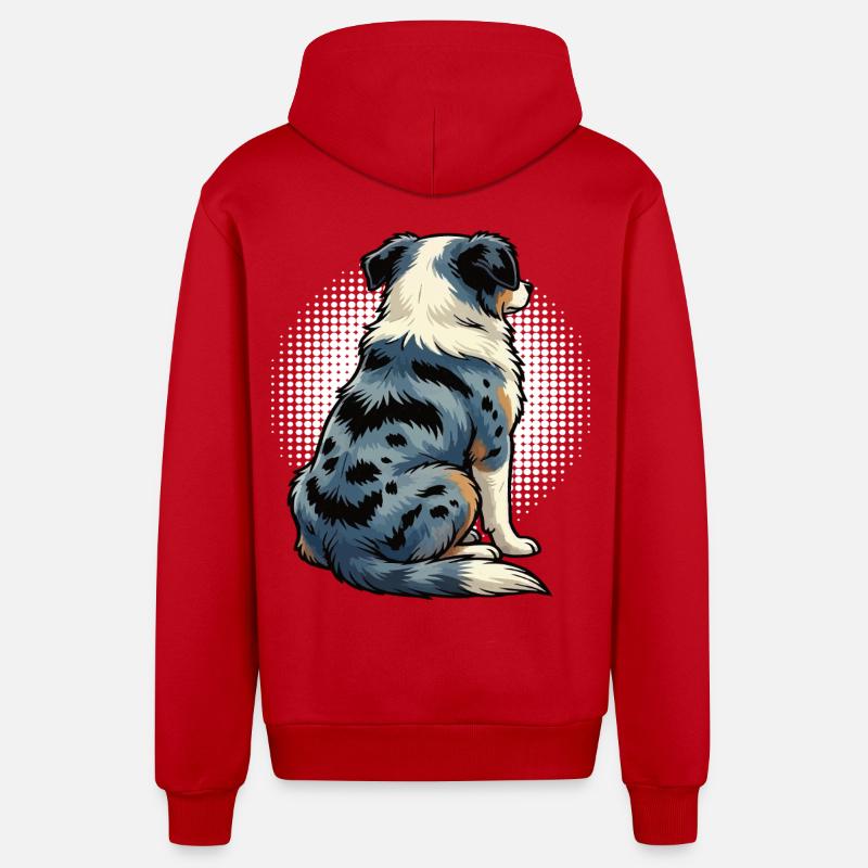 Australian Shepherd Aussie Aussie Owners Aussies - Organic Relaxed Hooded Jacket Made in EU - red