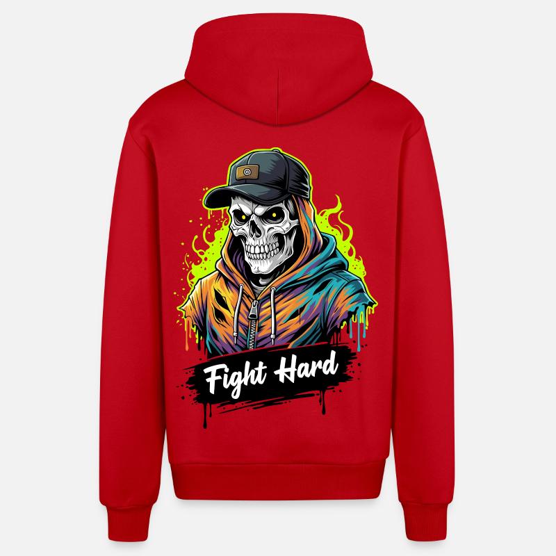 FIGHT HARD - Veste à capuche bio décontractée fabriquée en UE - rouge