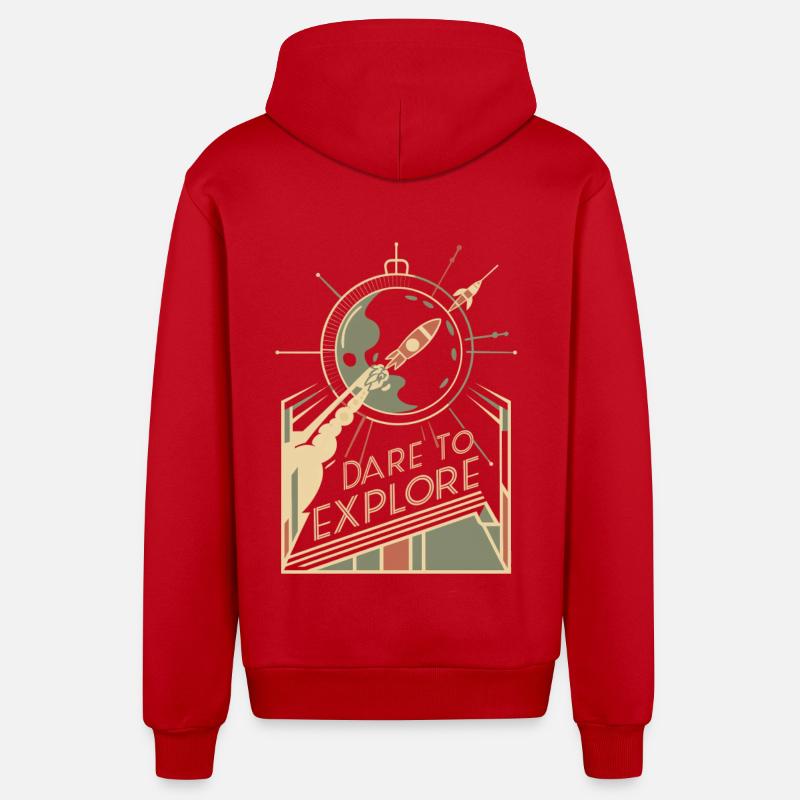 Osez explorer l’inconnu - Veste à capuche bio décontractée fabriquée en UE - rouge