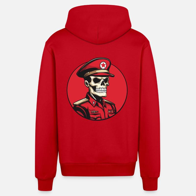 Skeleton Commander – Esthétique militaire sombre - Veste à capuche bio décontractée fabriquée en UE - rouge