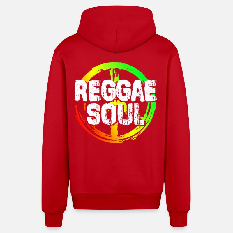 Musique reggae - Veste à capuche bio décontractée fabriquée en UE - rouge