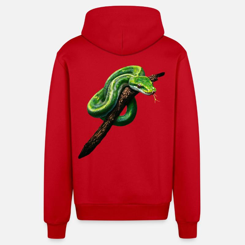 Grüner Baumpython Schlangen Liebhaber Terrarium - Organic Relaxed Kapuzenjacke Made in EU - Rot