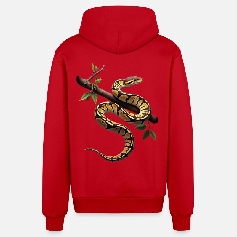 Königspython Schlangen Liebhaber Terrarium Python - Organic Relaxed Kapuzenjacke Made in EU - Rot
