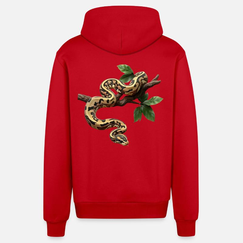 Königspython Schlangen Liebhaber Terrarium Python - Organic Relaxed Kapuzenjacke Made in EU - Rot