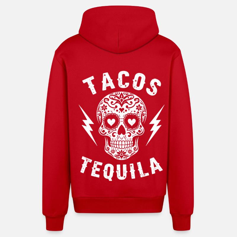 Tacos Tequila & Skull Vibes - Veste à capuche bio décontractée fabriquée en UE - rouge