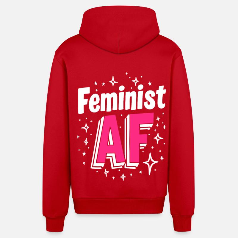 Féministe AF Déclaration Dicton - Veste à capuche bio décontractée fabriquée en UE - rouge