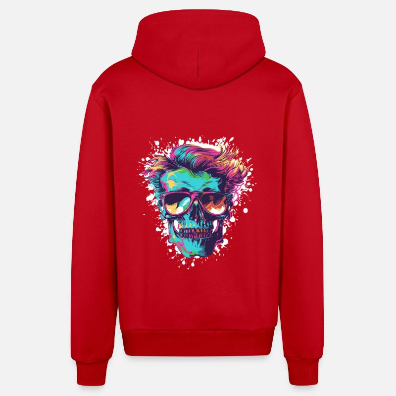 Punk Skeleton Party - Veste à capuche bio décontractée fabriquée en UE - rouge