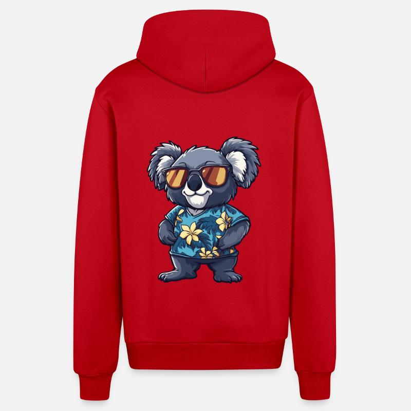 Koala Bande dessinée Drôle d’été - Veste à capuche bio décontractée fabriquée en UE - rouge