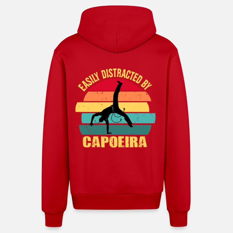 Facilement distrait par la capoeira - Veste à capuche bio décontractée fabriquée en UE - rouge