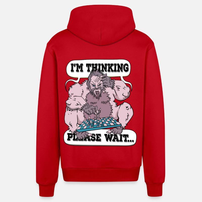 I'm thinking please wait Chess - Organic Relaxed Hooded Jacket Made in EU - red
