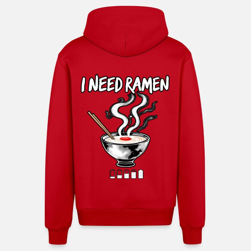 J’ai besoin de Ramen - Veste à capuche bio décontractée fabriquée en UE - rouge