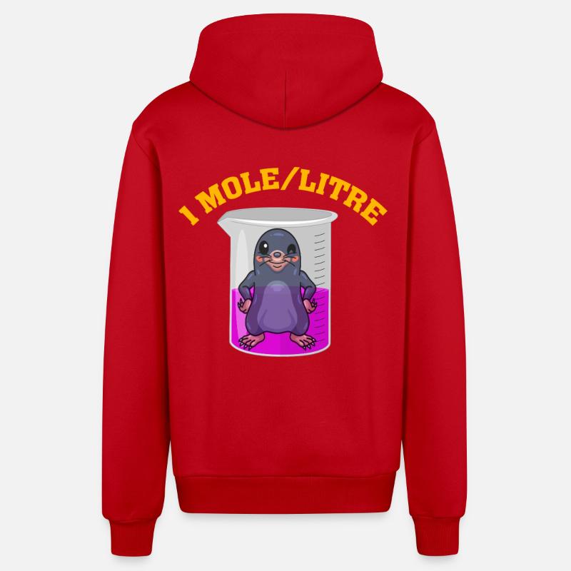 1 mole/L - Veste à capuche bio décontractée fabriquée en UE - rouge