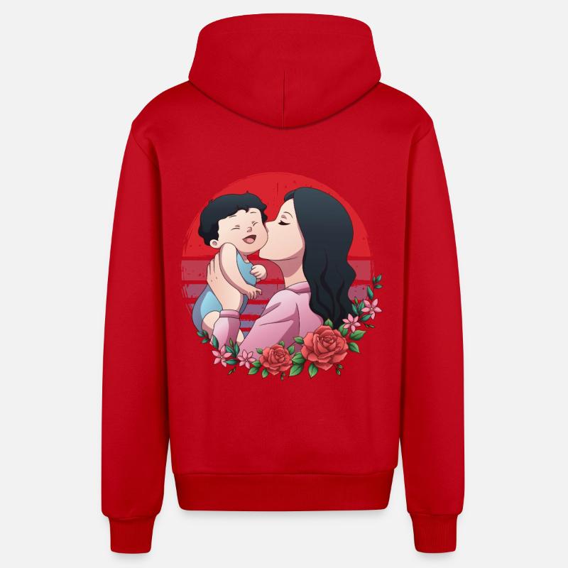 Mama der Fee Eins - Organic Relaxed Kapuzenjacke Made in EU - Rot