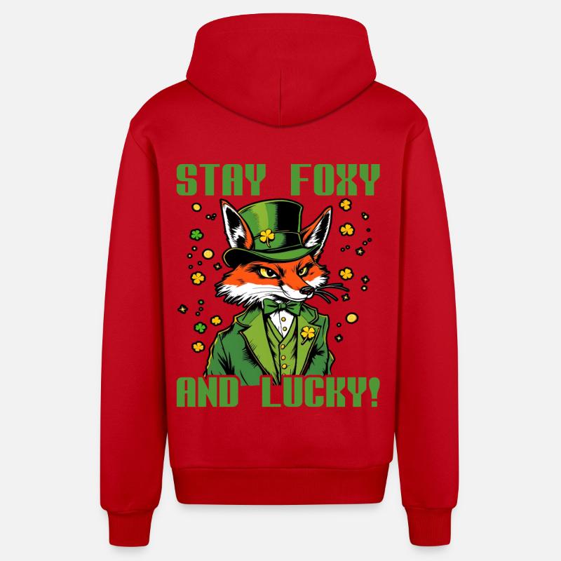 Restez Foxy et Lucky Saint-Patrick - Veste à capuche bio décontractée fabriquée en UE - rouge