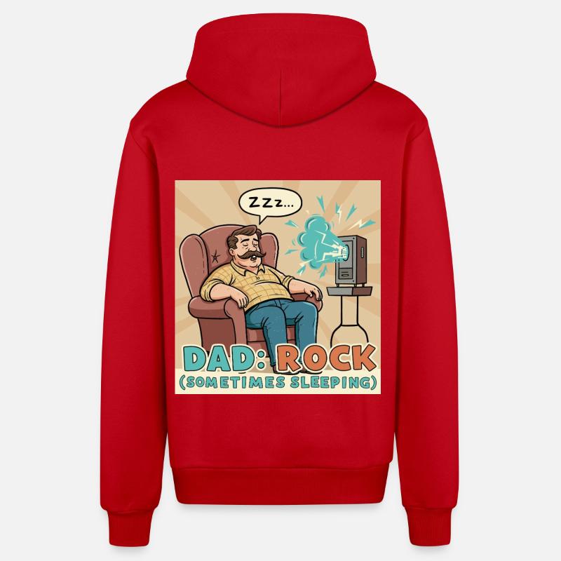 Papa : Rock - Veste à capuche bio décontractée fabriquée en UE - rouge