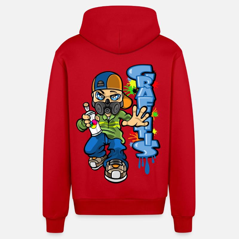 B-boy and graffiti - Veste à capuche bio décontractée fabriquée en UE - rouge