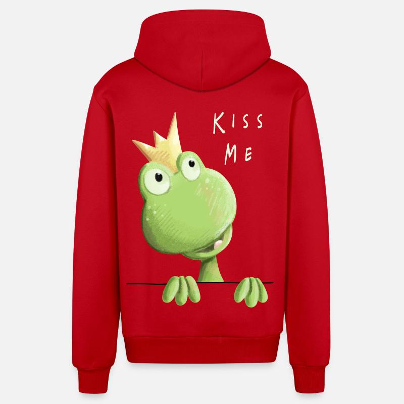 Embrasse-moi grenouille - Prince grenouille - Comic - Veste à capuche bio décontractée fabriquée en UE - rouge