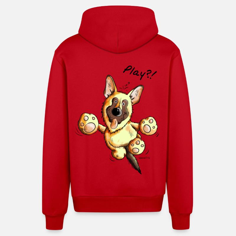 Schäferhund Play - Deutscher Schäferhund - Hund - Organic Relaxed Kapuzenjacke Made in EU - Rot