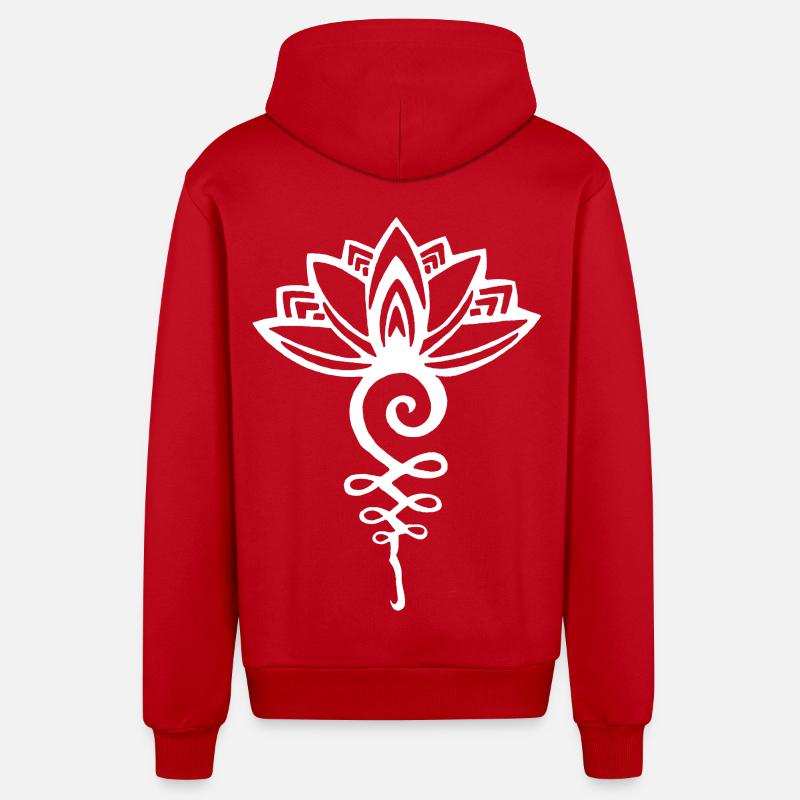 Lotus blanc éternel - Veste à capuche bio décontractée fabriquée en UE - rouge